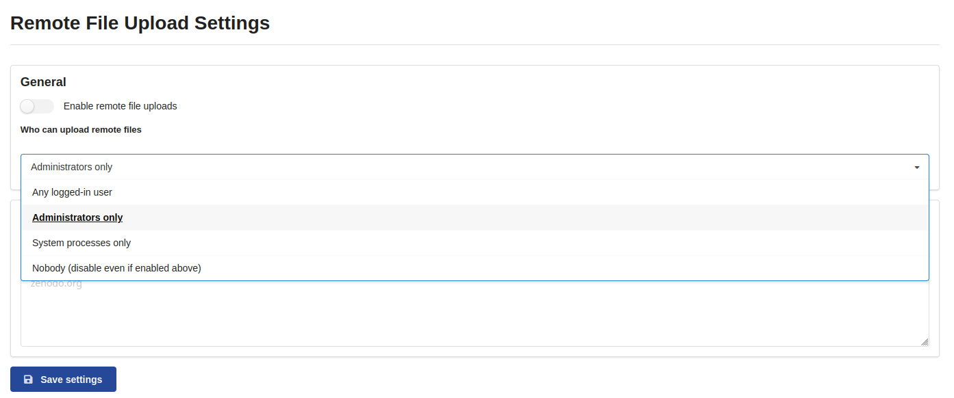 Admin panel dropdown — Allowed Roles