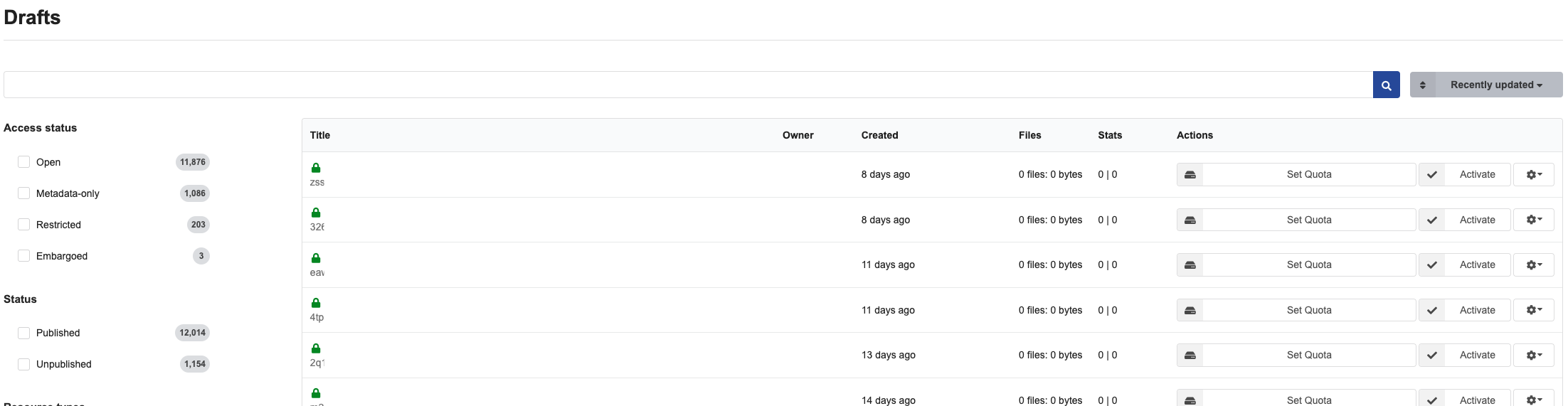 Draft listing