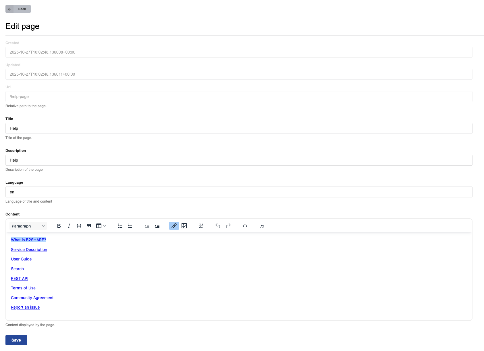 Edit a static page