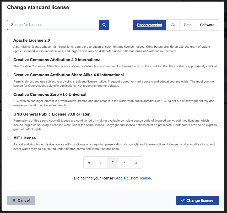 B2SHARE-public-license-selector