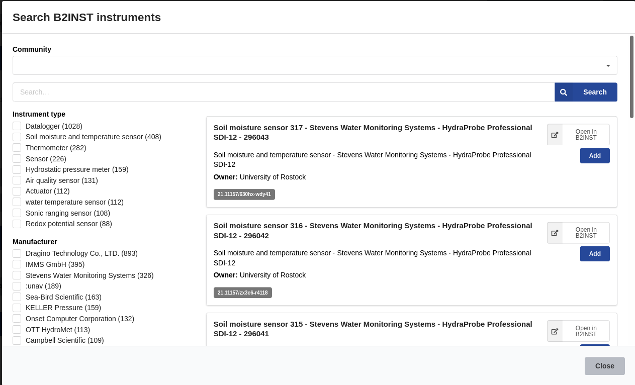 B2INST search widget