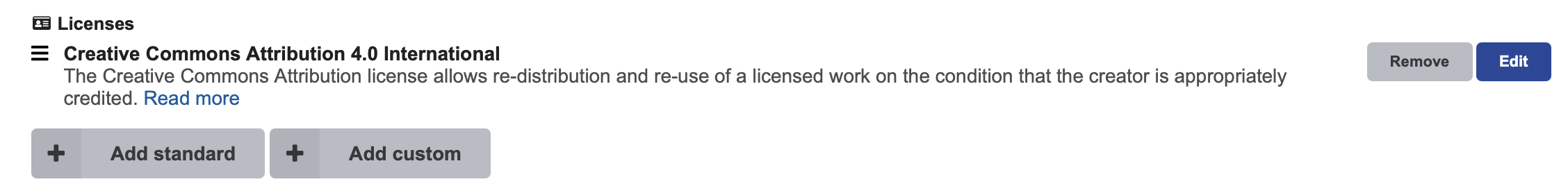 Selected license